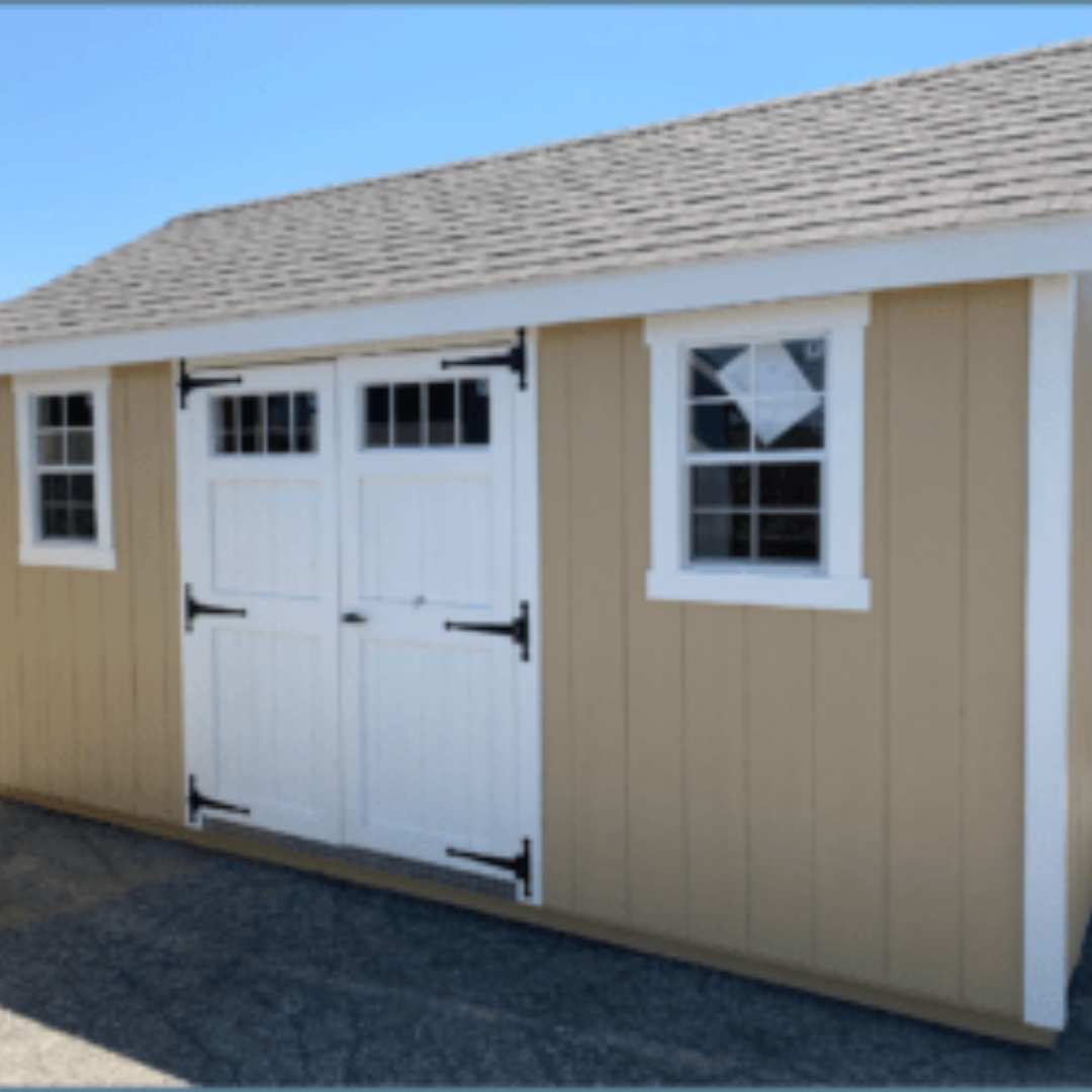 New England Shed 10×16 SmartSide Siding Aluminum Transom Windows 12″ on Center PT Floor Joists