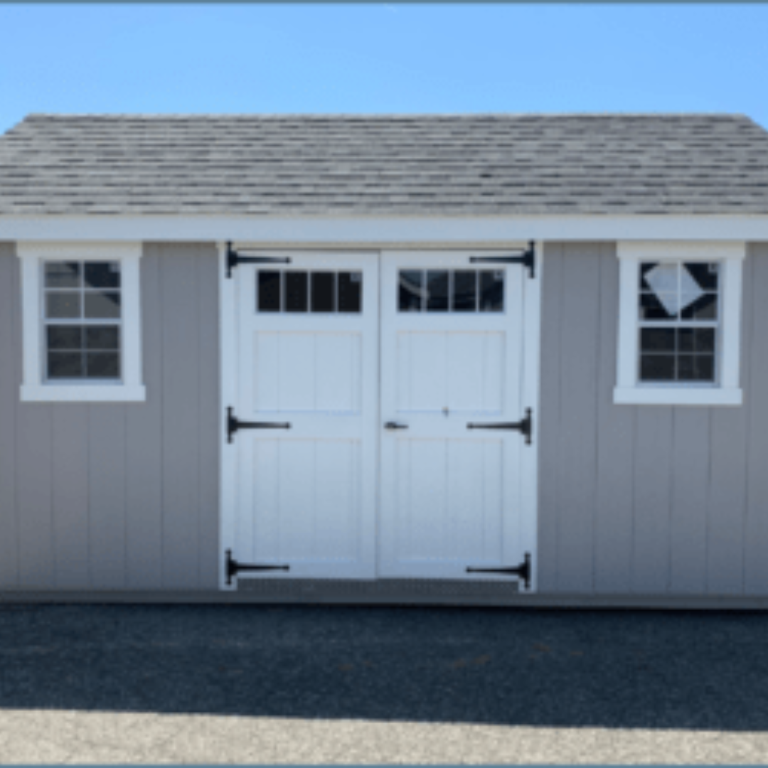 New England Shed 10×16 SmartSide Siding Aluminum Transom Windows in Wood Doors 12″ on Center PT Floor Joists