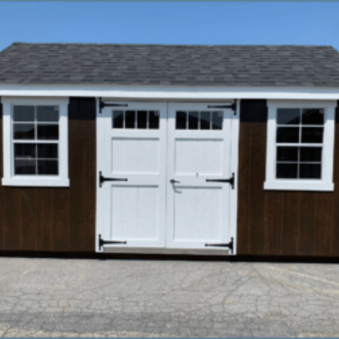 New England Shed 10×16 SmartSide Siding Aluminum Transom Windows in Wood Doors 12″ on Center PT Floor Joists