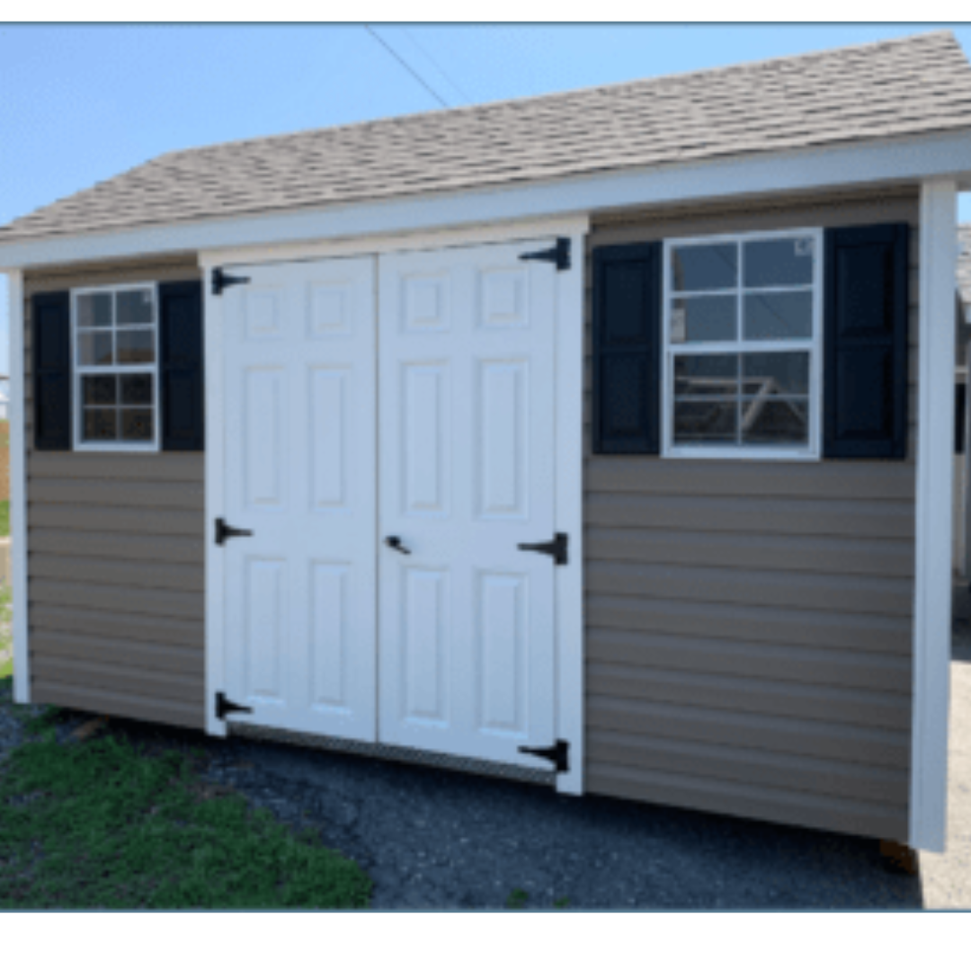 Traditional Shed 8×12 A-Frame Vinyl Siding 12″ on Center PT Floor Joists