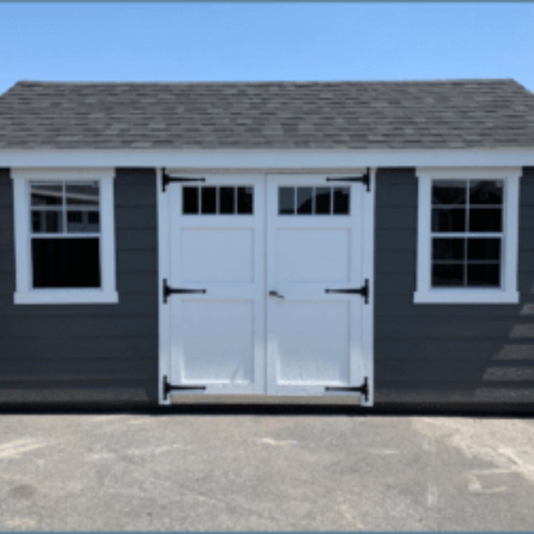 Garden Cottage Shed 10×16 A-Frame Transom Dormer Transom Windows in Wood Doors 12″ on Center PT Floor Joists