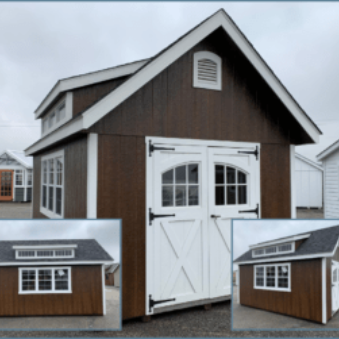 Manor Shed 10×16 SmartSide Siding Double Carriage Doors Interior Shelves 24×36 Additional Window