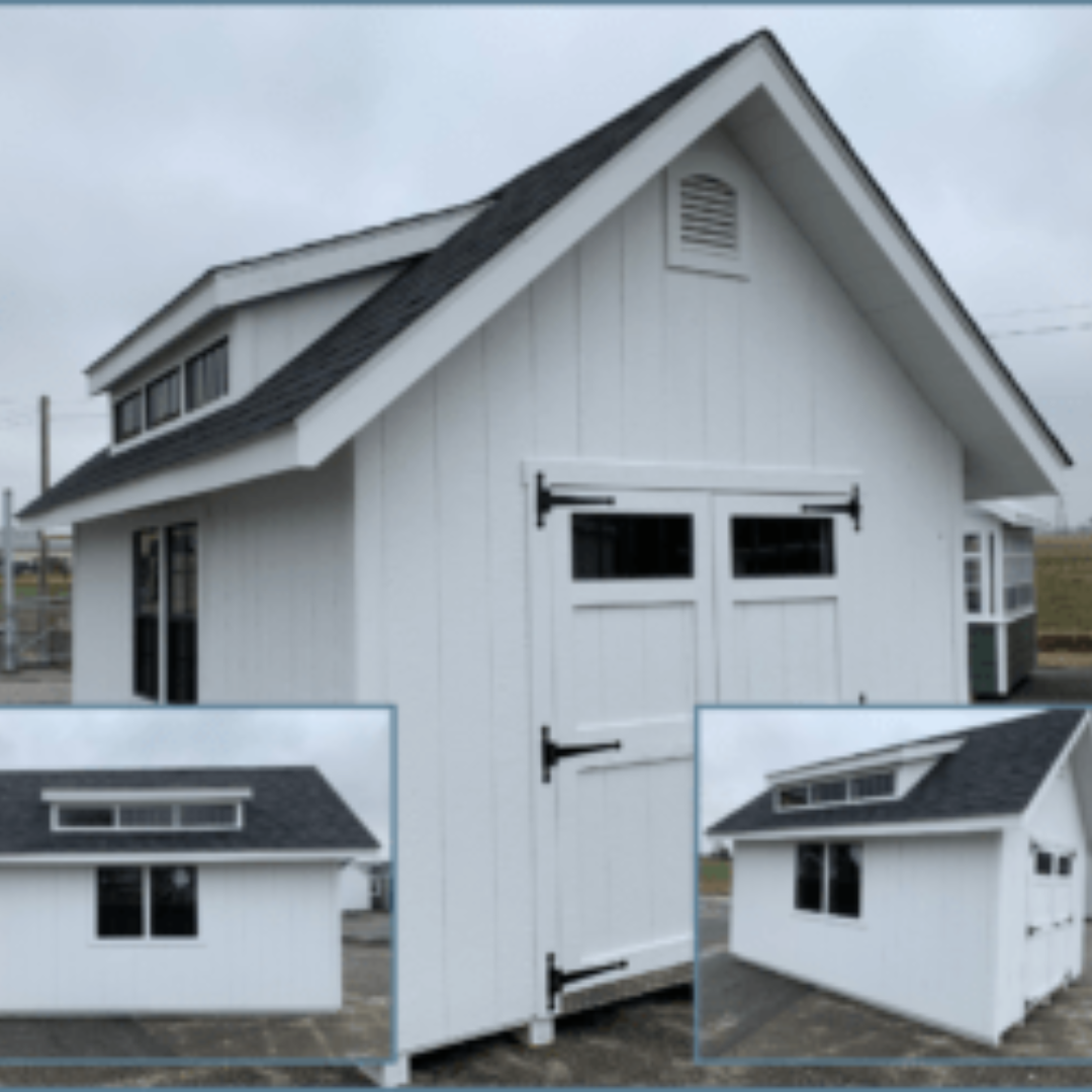 Nantucket Shed 10×16 Black Windows Transom Windows 12″ on Center PT Floor Joists