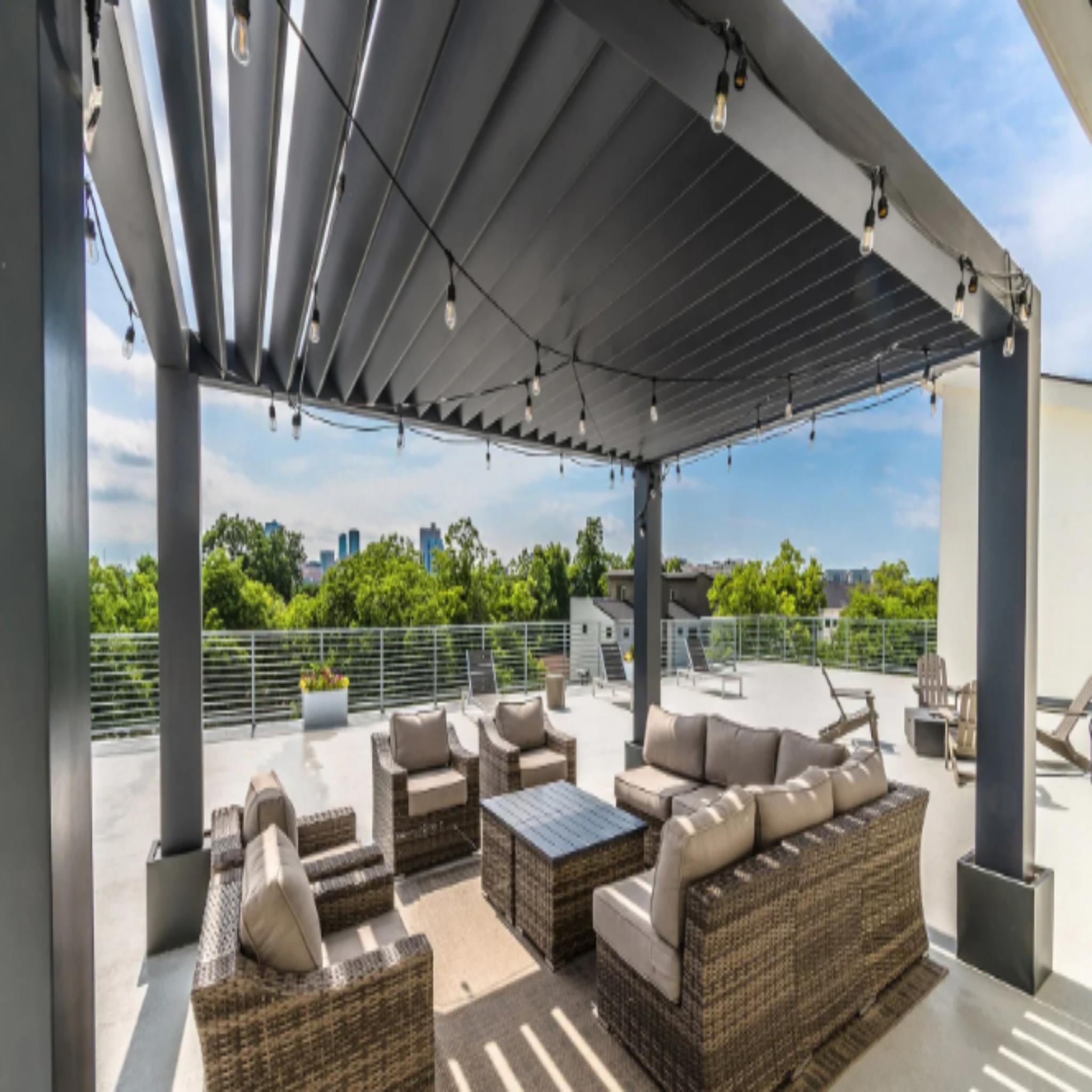 Solace Freestanding Fiberglass Pergola with Fixed Louvers
