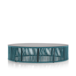 Skye Small Coffee Table (Round) - Teal - Gray Rope