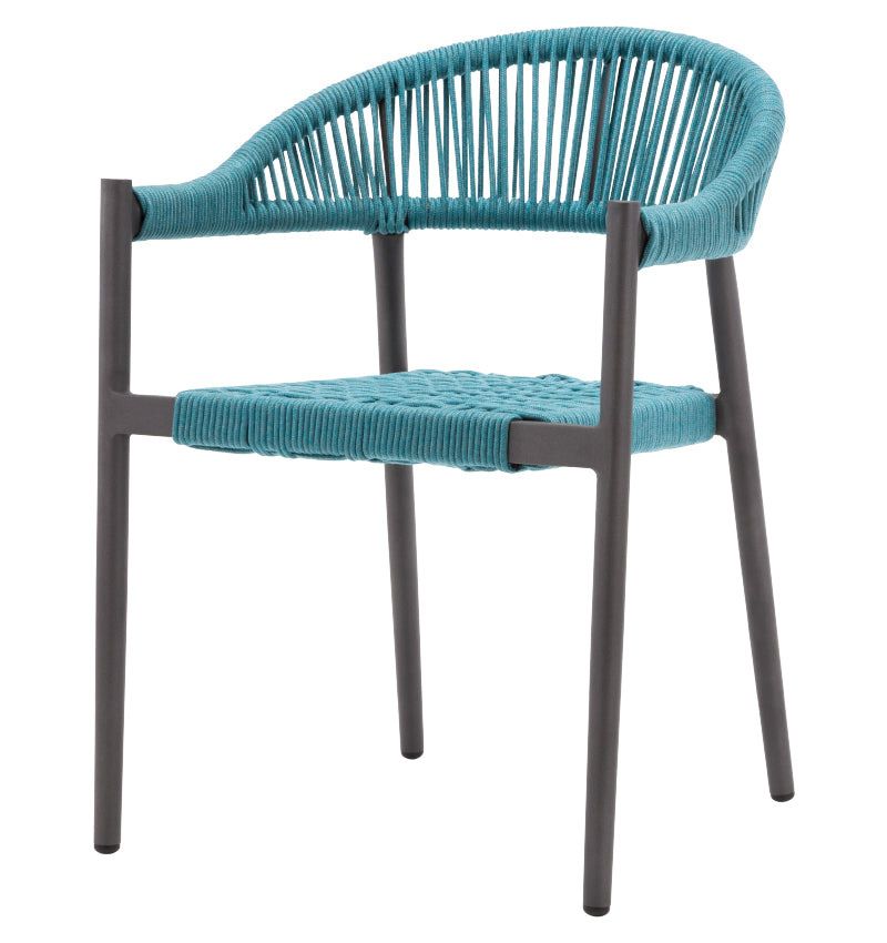 Skye Dining Arm Chair - Tex Gray Frame with Teal - Gray Durarope