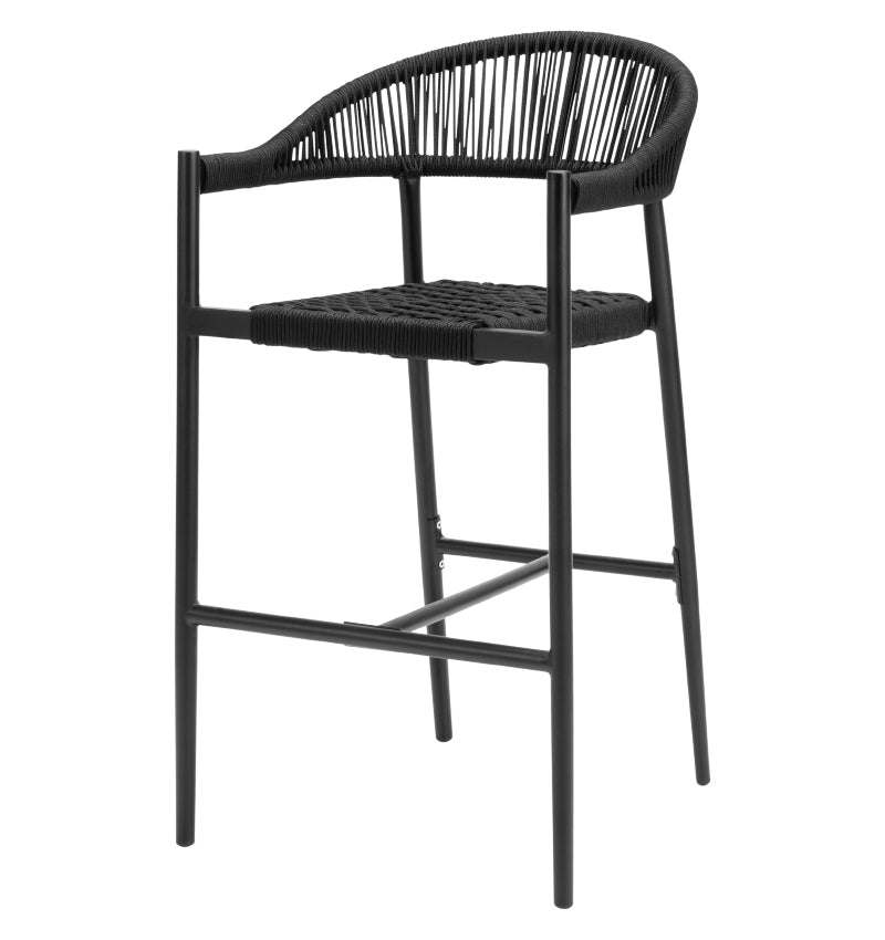 Skye Bar Arm Chair - Tex Black Frame with Black Durarope