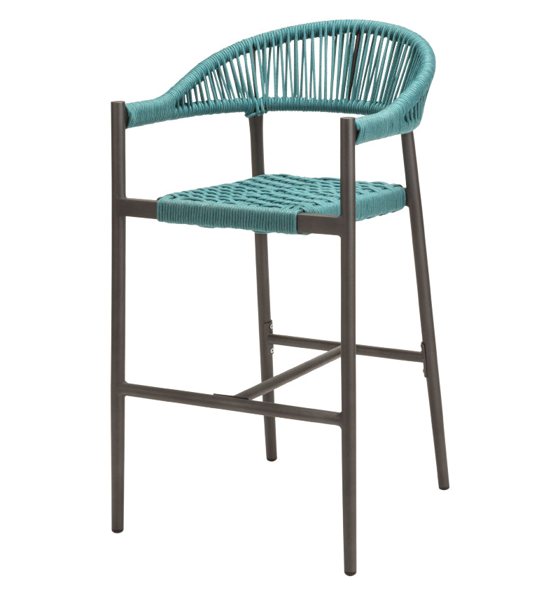 Skye Bar Arm Chair - Tex Gray Frame with Teal - Gray Durarope