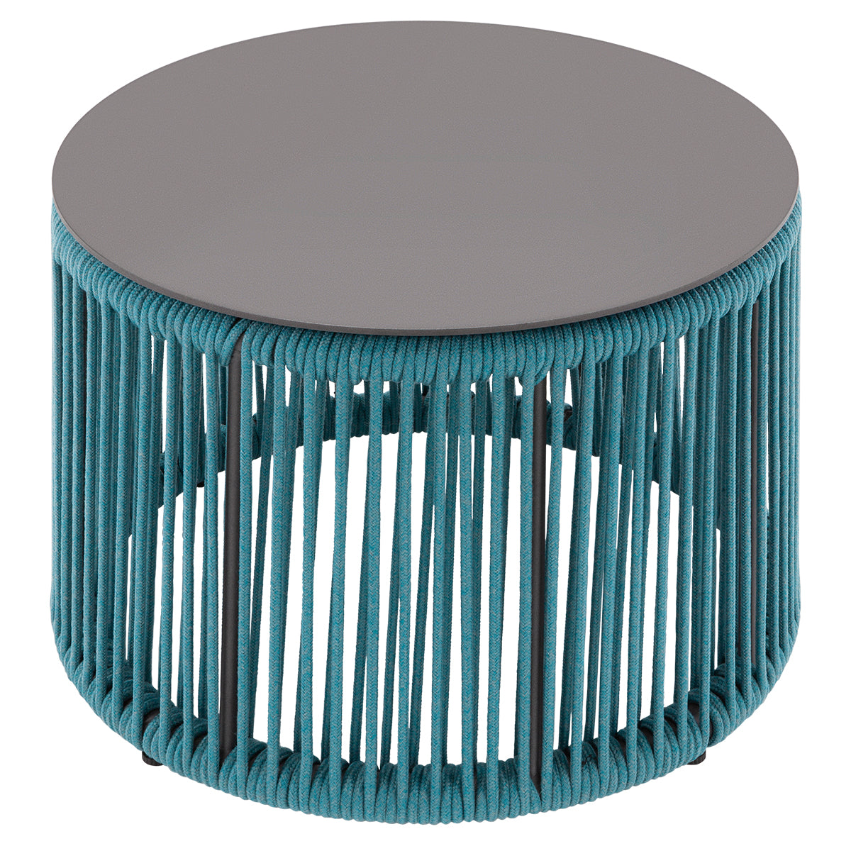 Skye Side Table (Round) - Teal - Gray Rope