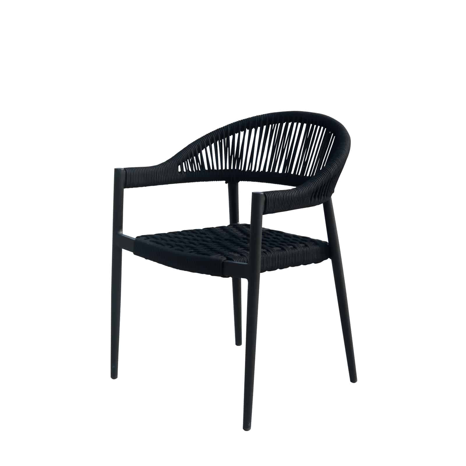 Skye Dining Arm Chair - Tex Black Frame with Black Durarope