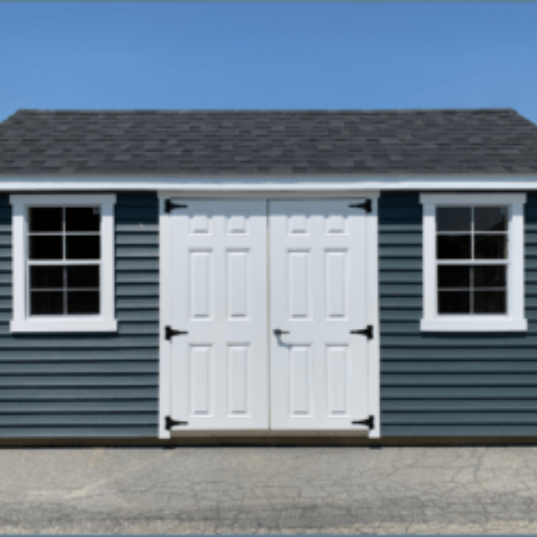 New England Shed  10×16  Vinyl Siding  24″ x 36″ Windows 12″ on  Center PT Floor Joists