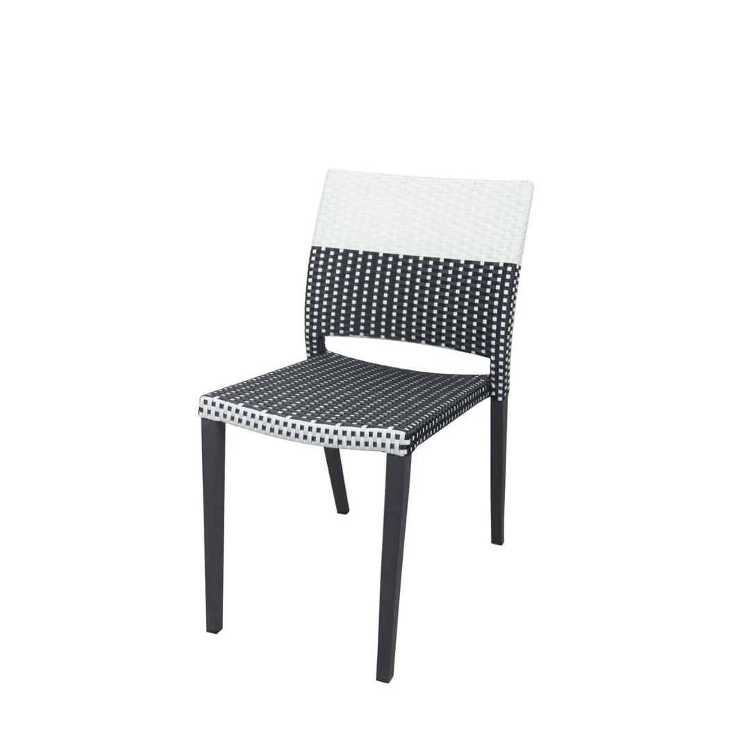 Chloe Dining Side Chair - Espresso & White Wicker - Espresso Frame