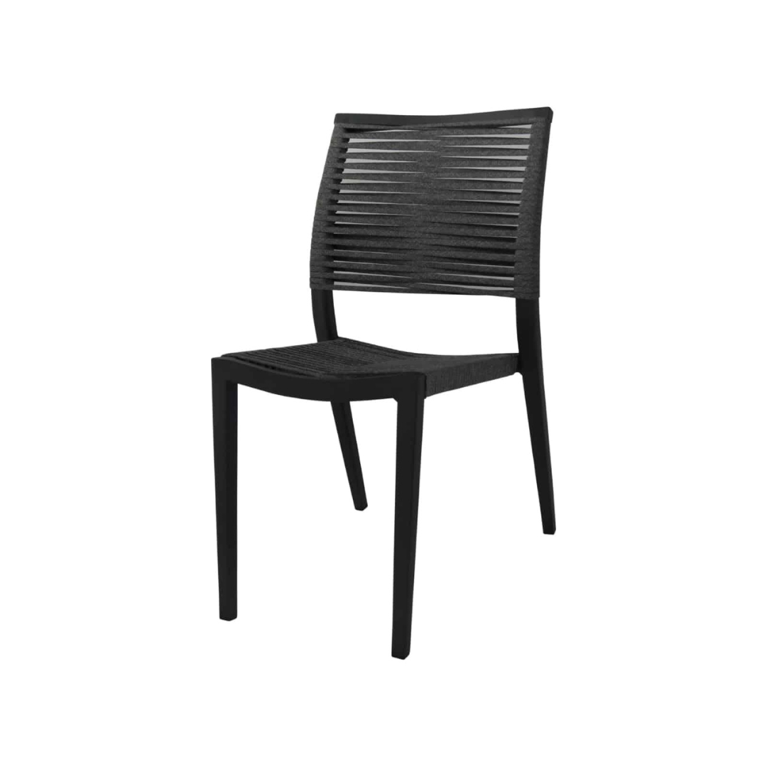 Chloe Rope Dining Side Armless Chair, Charcoal