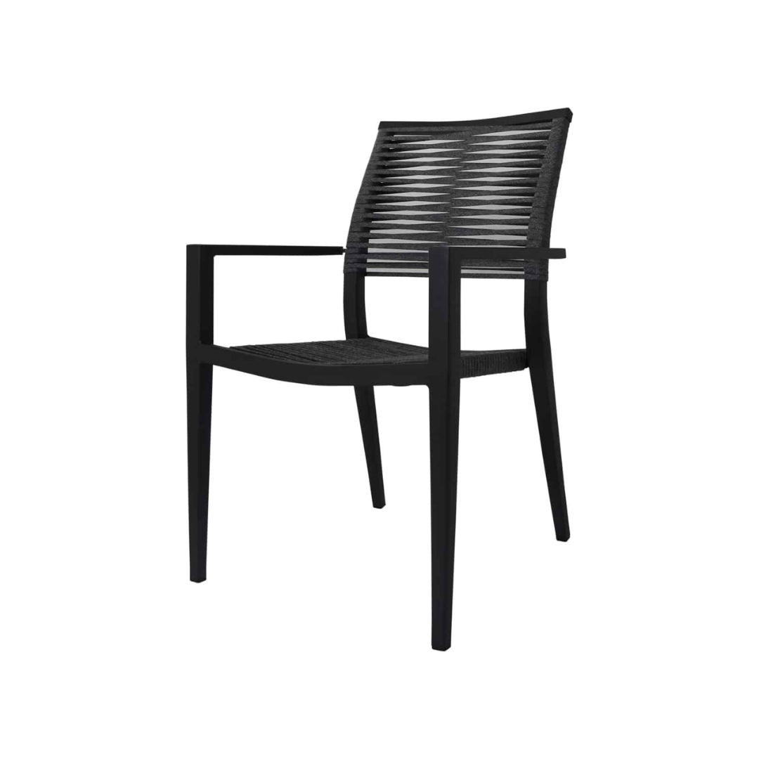 Chloe Rope Dining Arm Chair, Charcoal