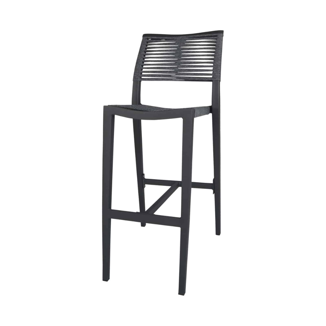 Chloe Rope Bar Side Armless Chair, Charcoal