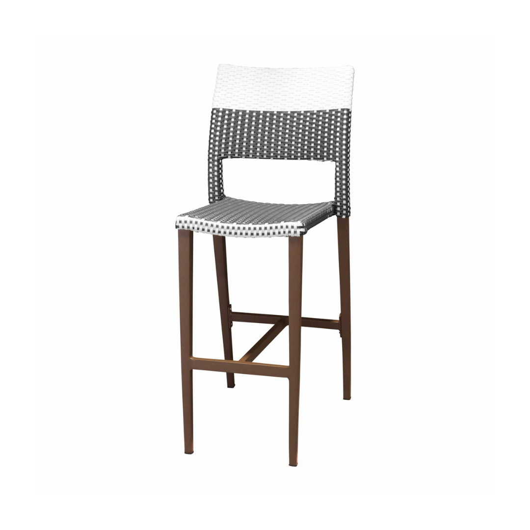 Chloe Bar Arm Chair- Espresso & White Wicker - Espresso Frame