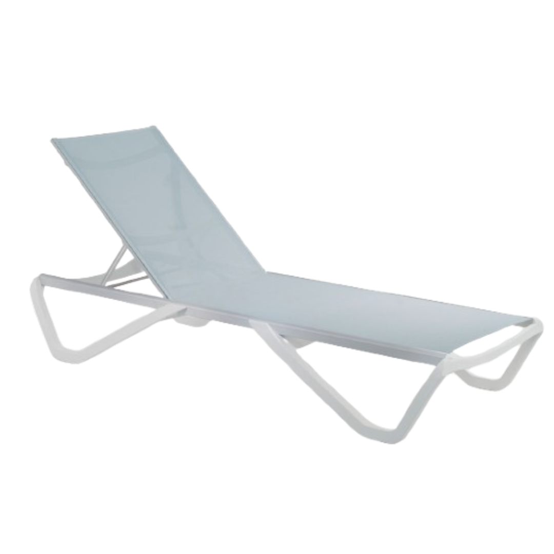 Wave Armless Chaise Silver/White Frame - Gray Sling