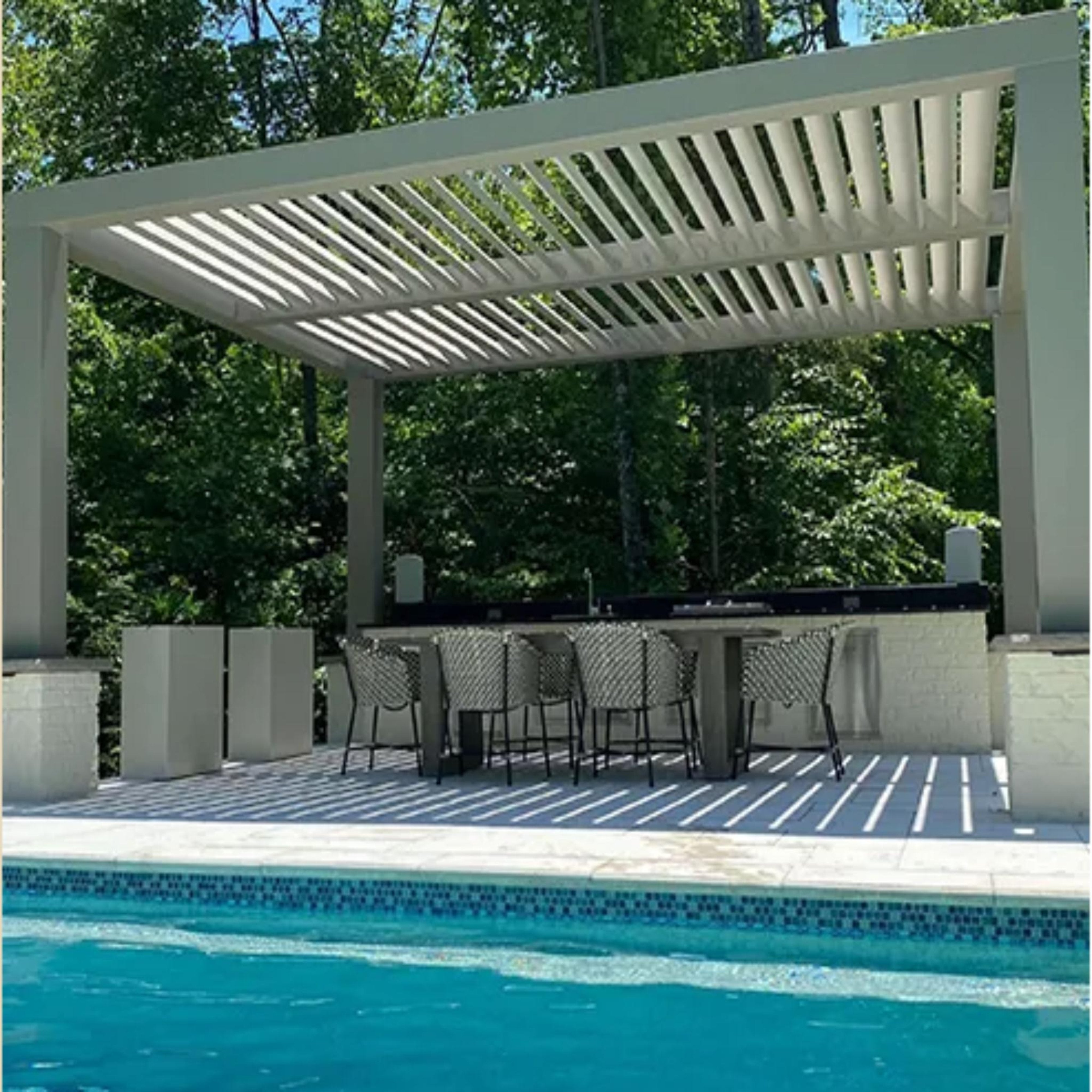 Solace Freestanding Fiberglass Pergola with Fixed Louvers